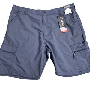 Wrangler Cargo Shorts Mens 42 Blue Terrain Peak Gear Performance Utility Hiking